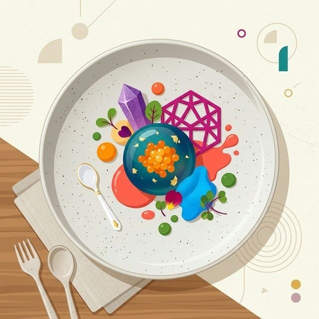 Premium 2D graphic of a vibrant sustainable marketplace featuring shelves of upcycled snacks and eco-friendly food labels